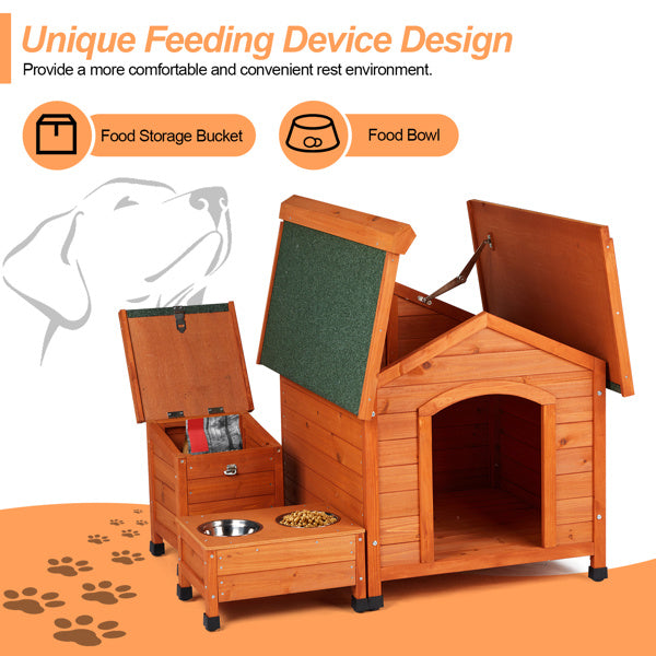 Dog House With Feeding Station