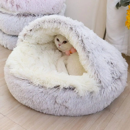 Soft Plush Pet Bed with Cover Round Cat Bed Pet Mattress Warm Cat Dog