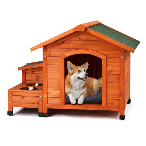 Dog House With Feeding Station