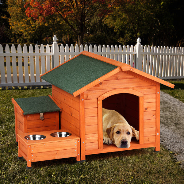 Dog House With Feeding Station